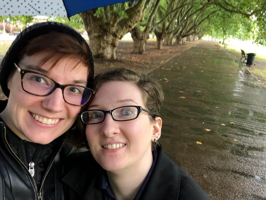 Wet walk under the trees in Victoria Park on our way to Ponsonby