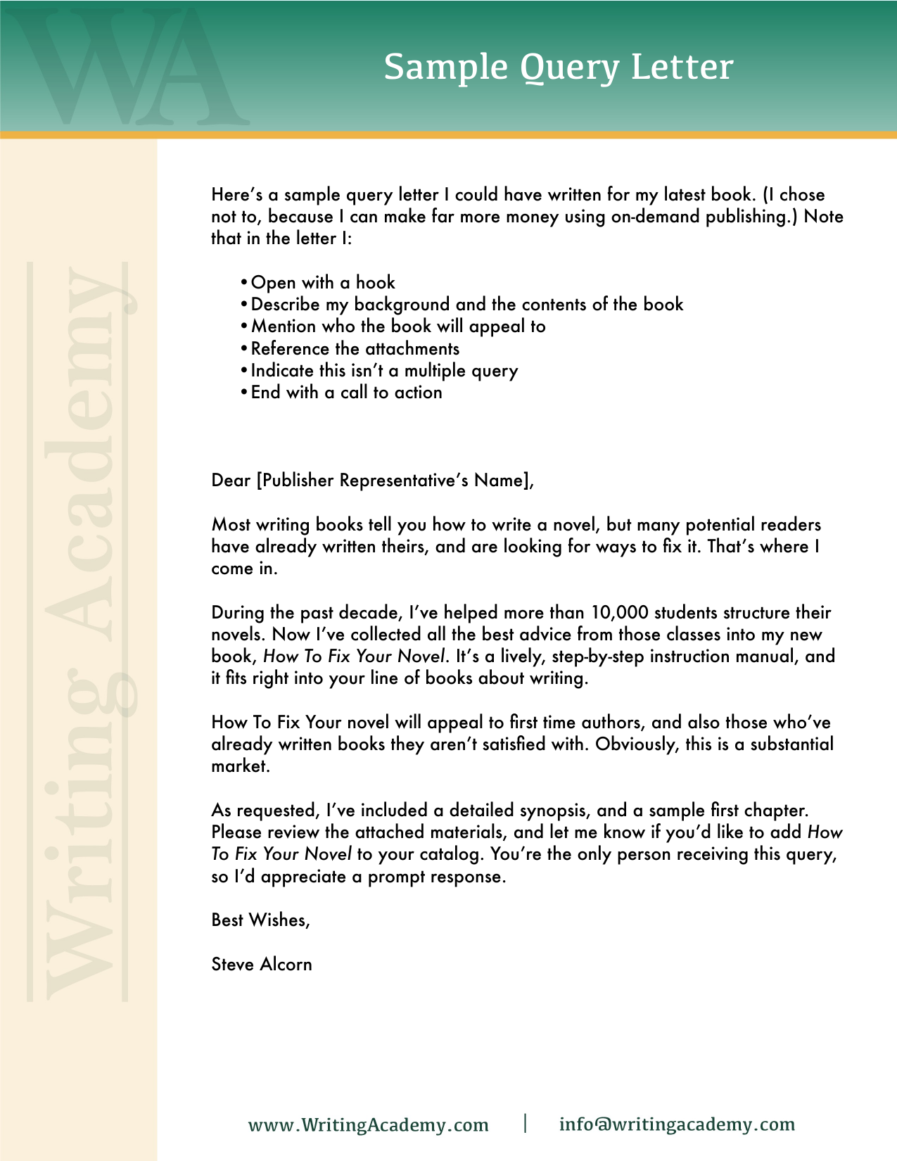 Sample Query Letter Preview