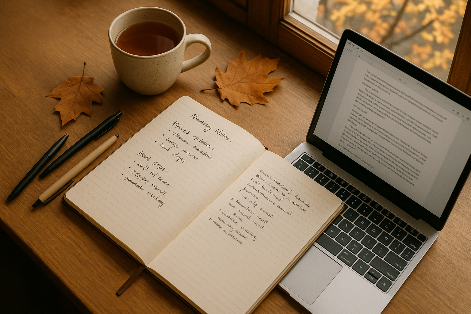 Writing workspace overhead view