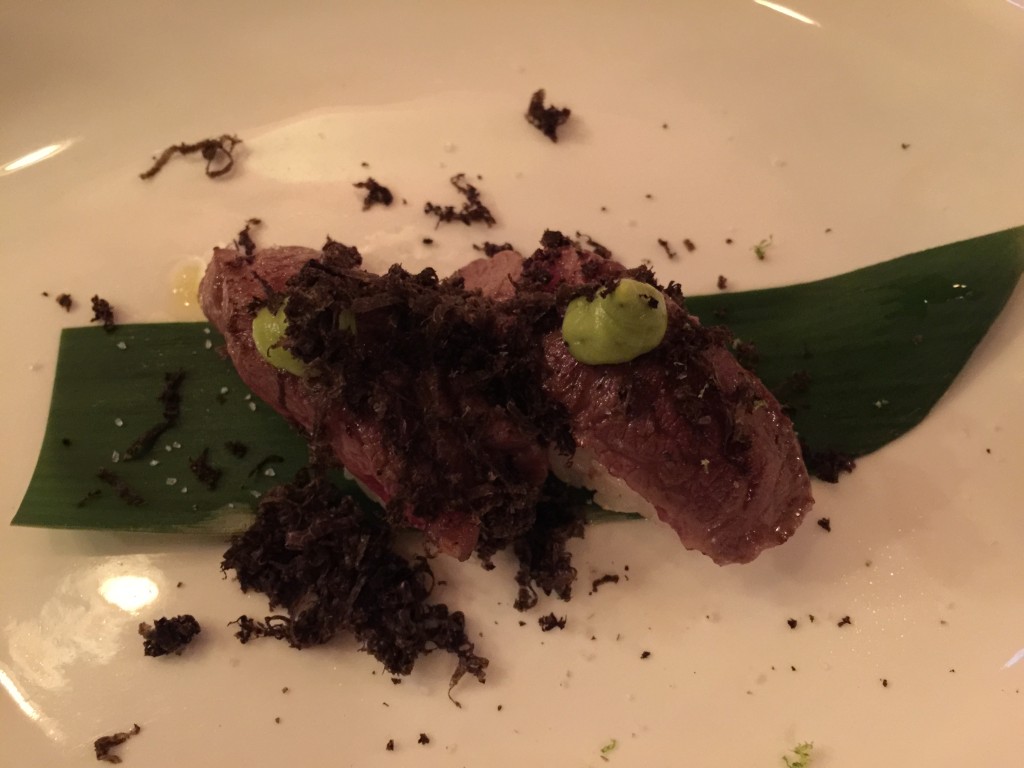 Kobe beef nigiri with black truffle
